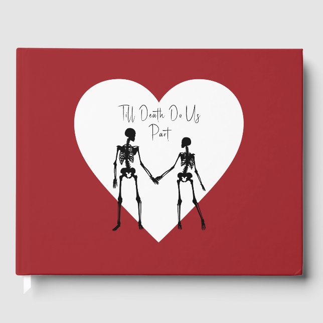 Till Death Do Us Part Skeleton Wedding Red Guest Book (Front)