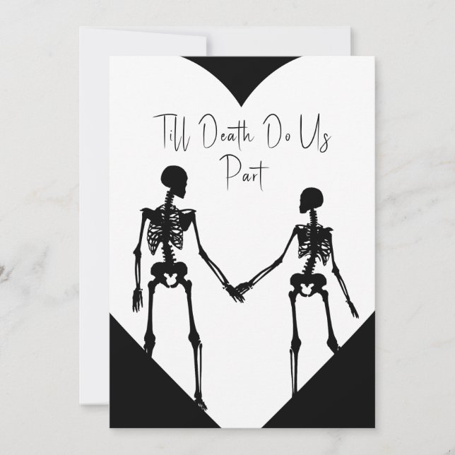 Till Death Do Us Part Skeleton Wedding White Invitation (Front)