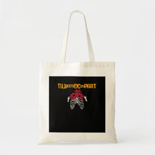 Till Death Do Us Part Skeleton With Red Flowers Cl Tote Bag