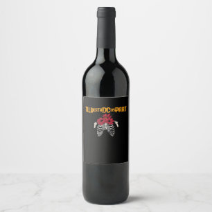 Till Death Do Us Part Skeleton With Red Flowers Cl Wine Label