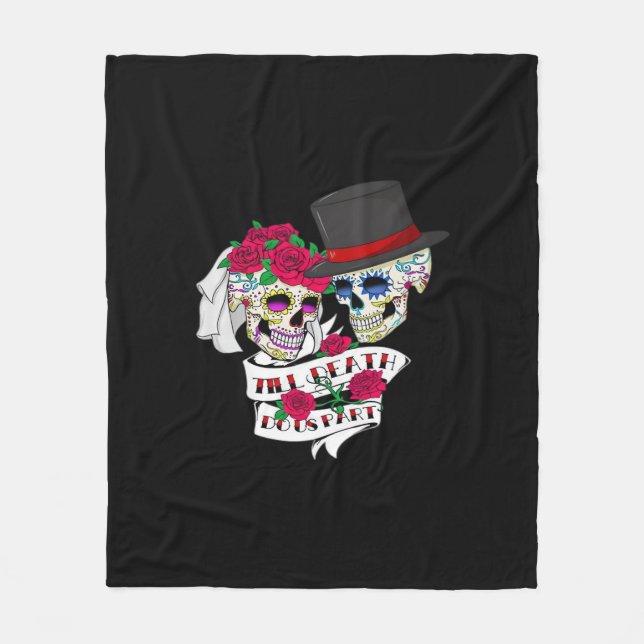 Till Death Do Us Part Skull Fleece Blanket (Front)
