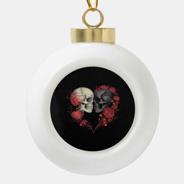Till Death Do Us Part – Spooky Love Story Ceramic Ball Christmas Ornament (Front)