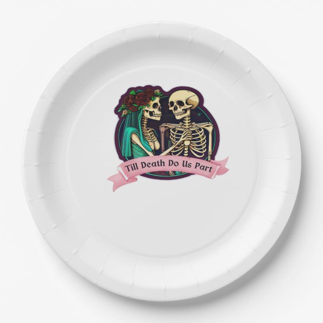 Till Death Do Us Part Valentine Art – Spooky Cute  Paper Plate (Front)