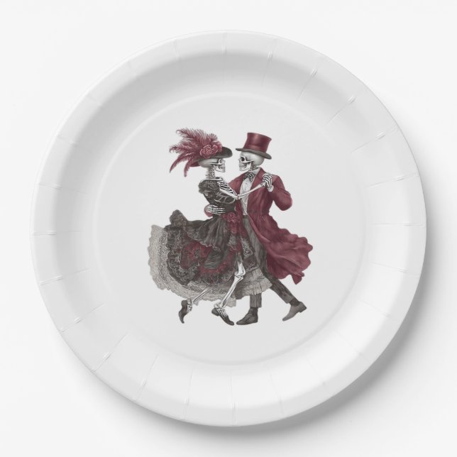 Till Death Do Us Part – Victorian Skeleton Couple  Paper Plate (Front)