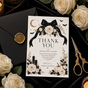 Till Death Do Us Part Wedding Gothic Black Bow Thank You Card