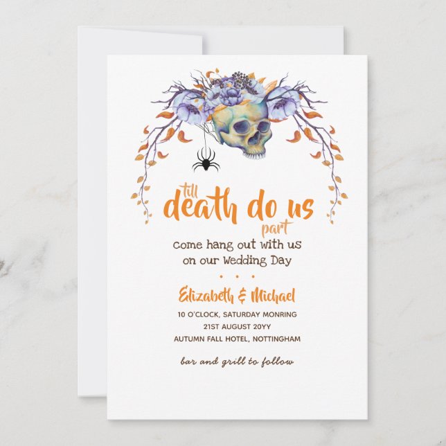 Till Death Do Us Part Wedding Invitations Skulls (Front)