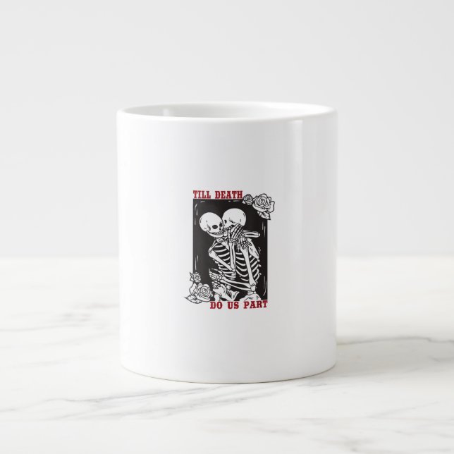 Till Death Do Us Part Wedding Skeleton Couple Vale Large Coffee Mug (Front)