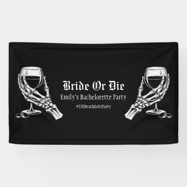 Till Death Do Us Party Black Gothic Bachelorette Banner (Horizontal)