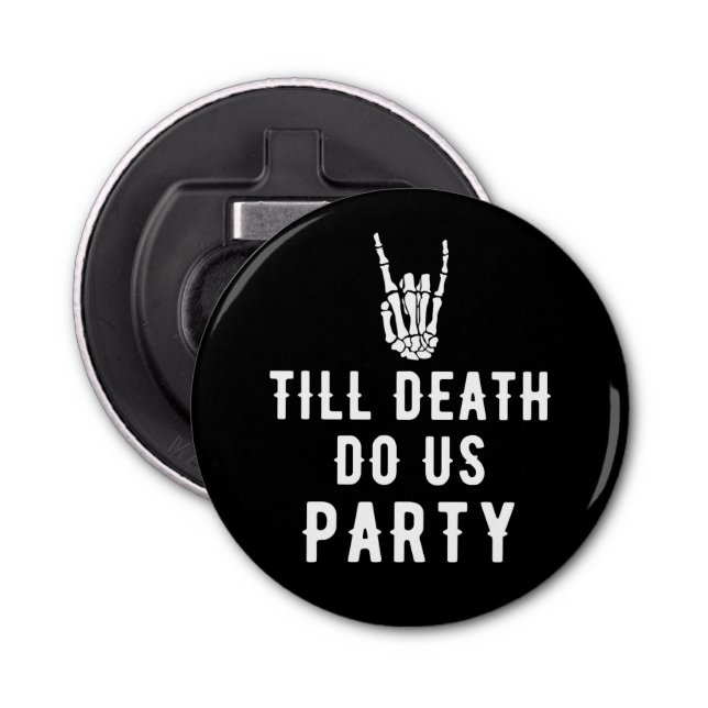 Till Death Do Us Party Black Skeleton Party Favour Bottle Opener (Front)