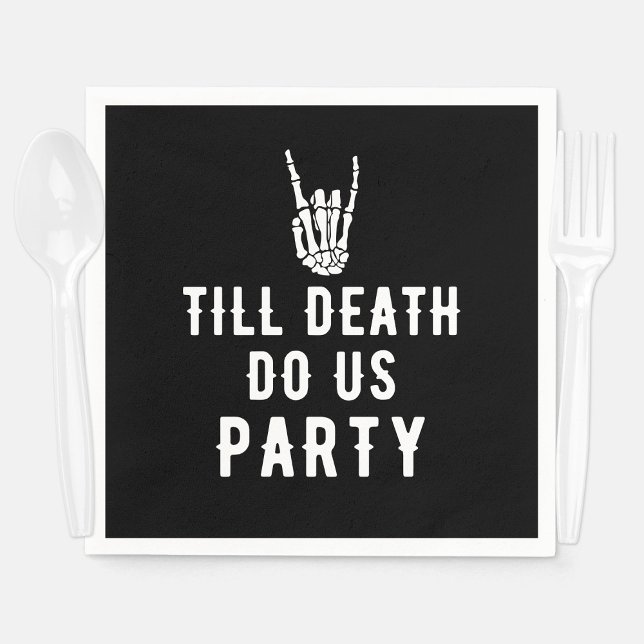 Till Death Do Us Party Black Skeleton Party  Napkin (Till Death Do Us Party Black Skeleton Party Napkins
)