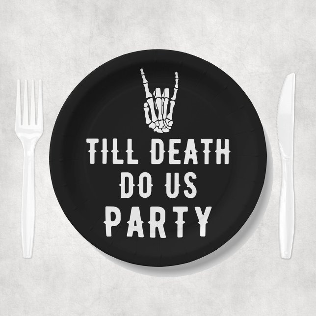 Till Death Do Us Party Black Skeleton Party Paper Plate (Till Death Do Us Party Black Skeleton Party Paper Plates
)