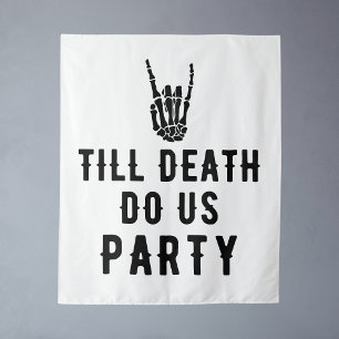 Till Death Do Us Party Bridal Shower Backdrop Tapestry