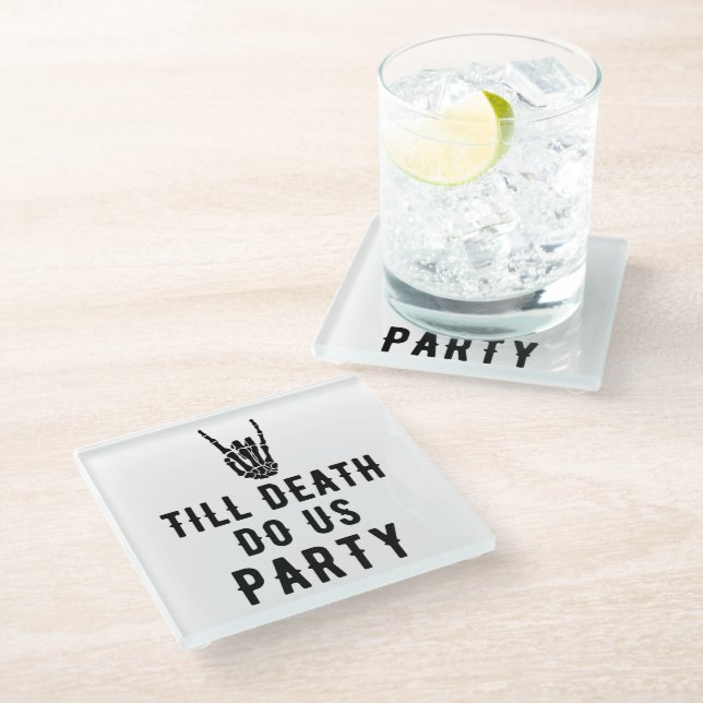 Till Death Do Us Party Bridal Shower Glass Coaster (Angled)
