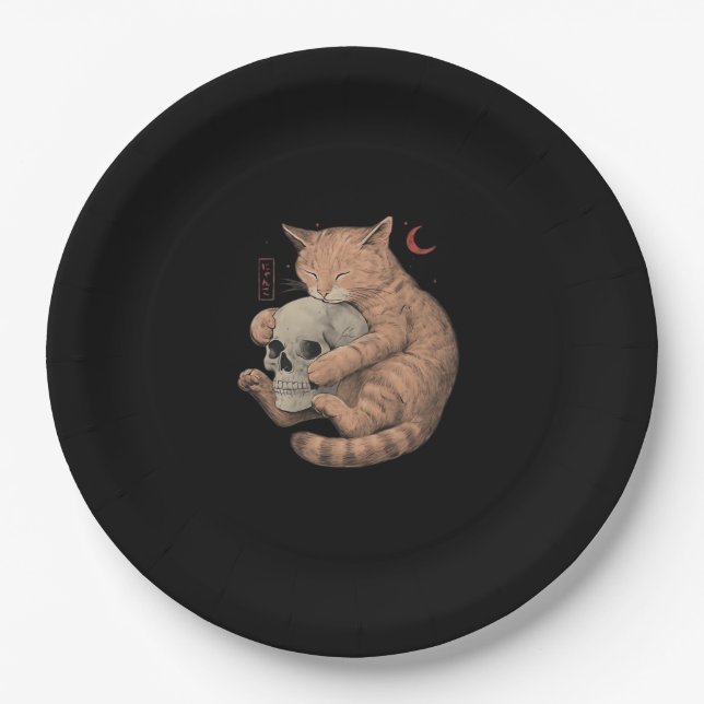 Till Death Do Us Party Cat Skull Classic Paper Plate (Front)