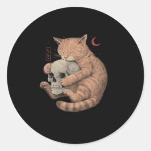 Till Death Do Us Party Cat Skull Classic Round Sticker