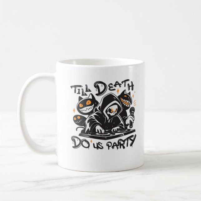 Till Death Do Us Party - DJ Grim Reaper And Spooky Coffee Mug (Left)