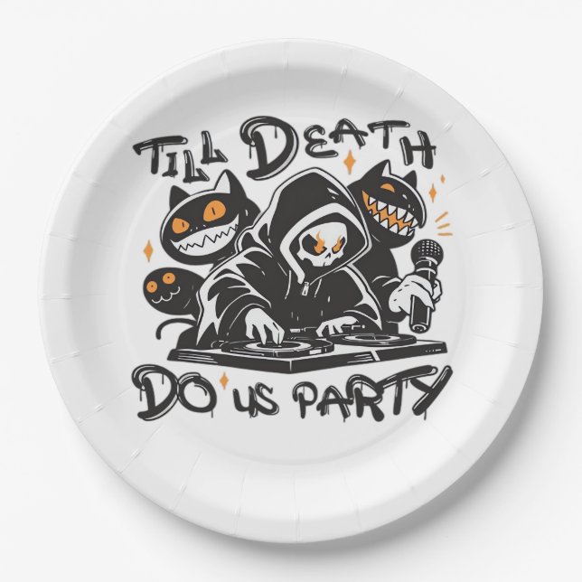 Till Death Do Us Party - DJ Grim Reaper And Spooky Paper Plate (Front)