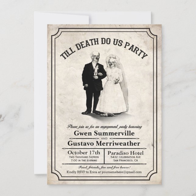 Till Death Do Us Party Engagement Invitations (Front)