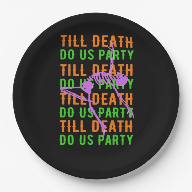 Till Death Do Us Party Funny Halloween Engagement  Paper Plate (Front)
