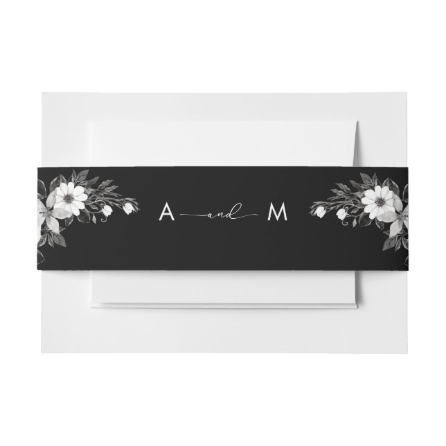 Till Death Do Us Party Goth Monogram Wedding Invitation Belly Band (Front Example)