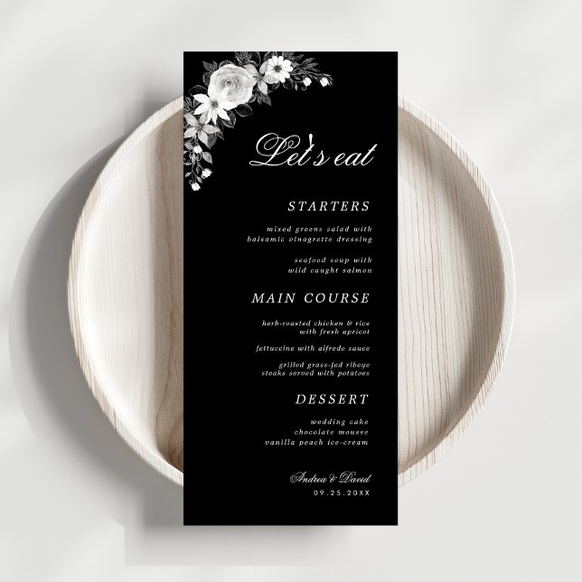 Till Death Do Us Party Gothic Floral Black Wedding Menu (Creator Uploaded)