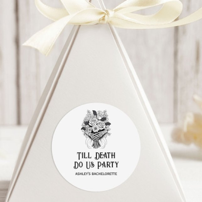 Till Death Do Us Party Halloween Bachelorette  Classic Round Sticker (Creator Uploaded)
