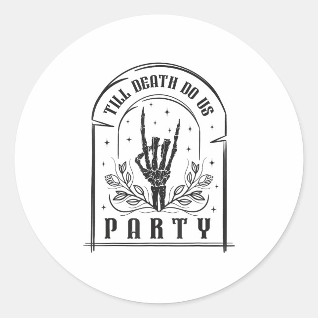 Till Death Do Us Party Retro Bachelorette Design Classic Round Sticker (Front)