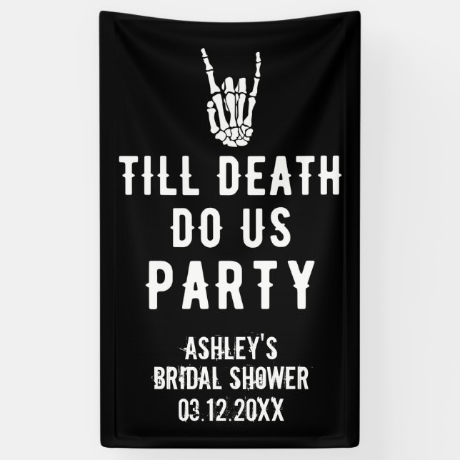 Till Death Do Us Party Skeleton Custom Black Banner (Vertical)