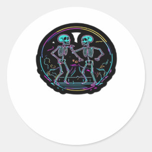 Till Death Do Us Party Skeleton Dance Party Classi Classic Round Sticker