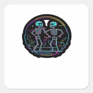 Till Death Do Us Party Skeleton Dance Party Classi Square Sticker