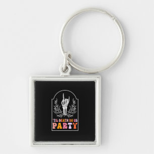 Till Death Do Us Party Skeleton Retro Groovy Bache Key Ring