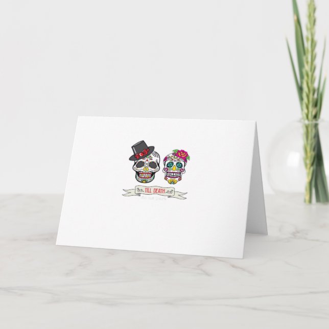 Till Death Do Us Skull Wedding Bride And Groom Pri Card (Front)