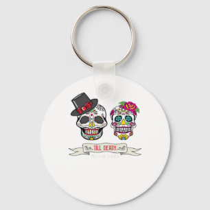 Till Death Do Us Skull Wedding Bride And Groom Pri Key Ring