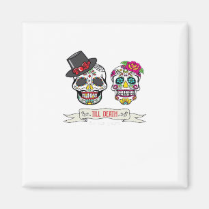Till Death Do Us Skull Wedding Bride And Groom Pri Magnet