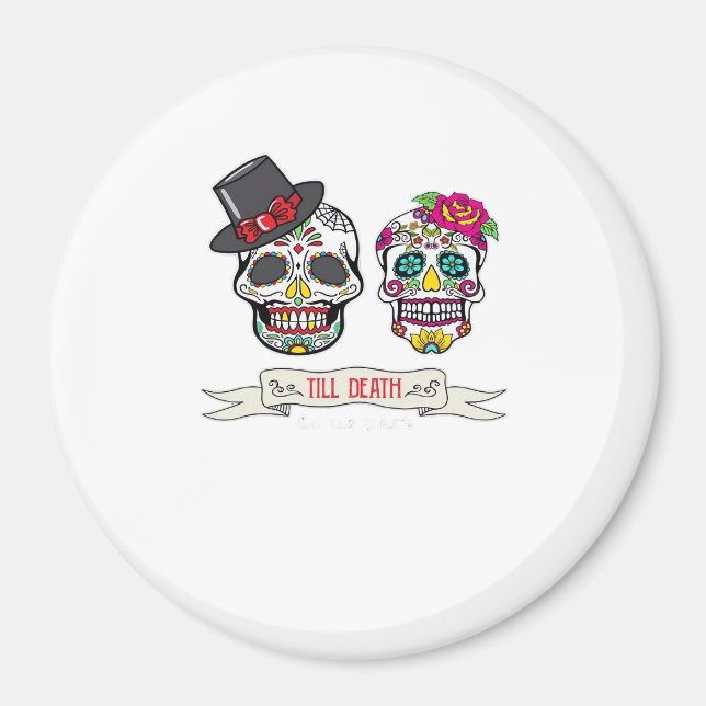 Till Death Do Us Skull Wedding Bride And Groom Pri Magnet (Front)