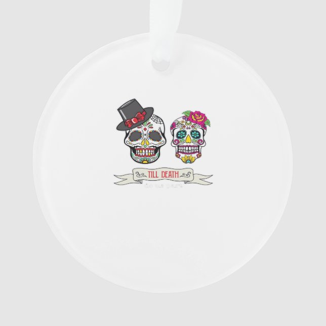 Till Death Do Us Skull Wedding Bride And Groom Pri Ornament (Front)