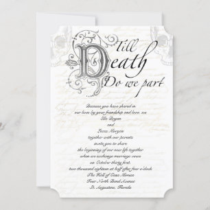 Till Death Do We Part Skull Script Wedding Invitation
