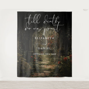 Till Death Floral Gothic Wedding Photo Backdrop Tapestry