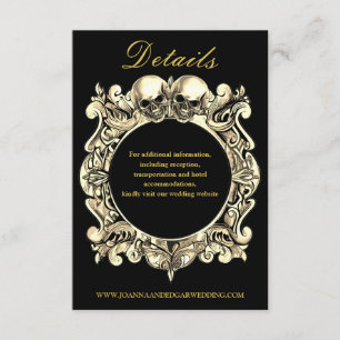 Till Death Gothic Black And Gold Monogram Wedding Enclosure Card