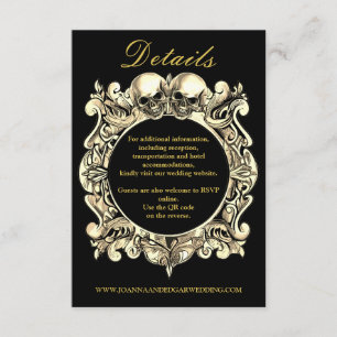 Till Death Gothic Black And Gold QR Code Wedding Enclosure Card