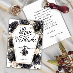 Till Death   Gothic Black Roses Coffin Thank You Card