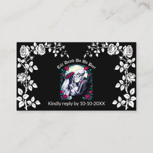 Till Death Gothic Black Skeletons Wedding Qr Code Enclosure Card