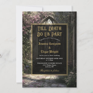 Till Death Gothic Floral Garden Monogram Wedding Invitation
