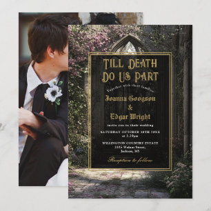 Till Death Gothic Floral Garden Photo Wedding Invitation