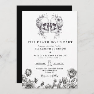 Till Death Gothic Floral Skulls Wedding Invitation