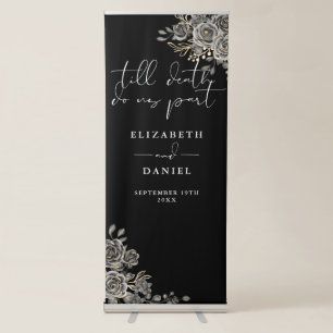 Till Death Gothic Roses Floral Wedding Retractable Banner