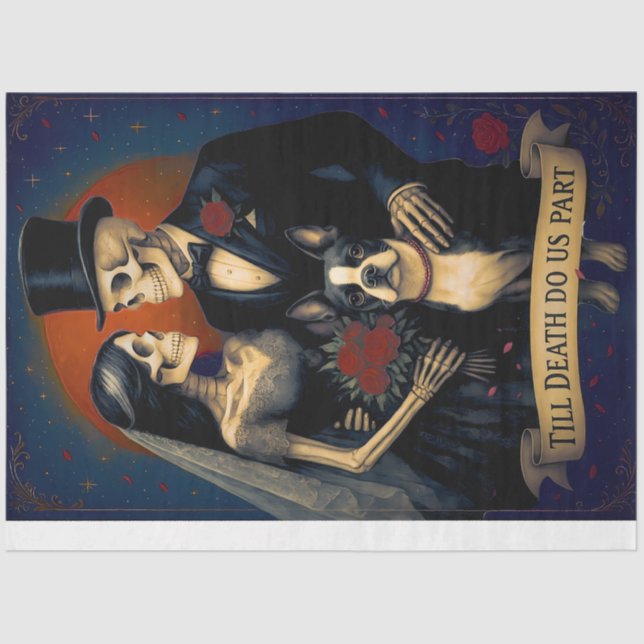 Till Death – Gothic Skeleton Wedding Decoupage  Tissue Paper (Front)