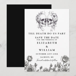 Till Death Gothic Skulls Floral Wedding Save The Date