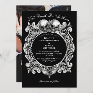 Till Death Gothic Skulls Photo Wedding Invitation