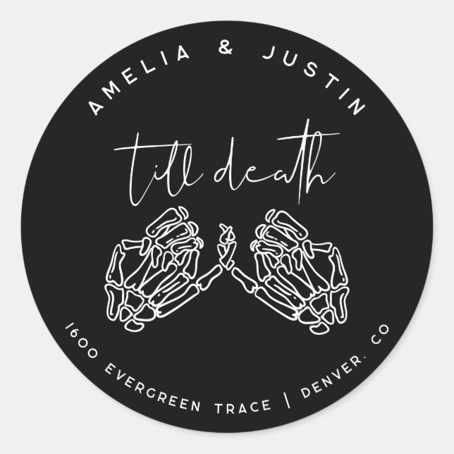 Till Death Gothic Wedding Envelope Address Sticker (Front)